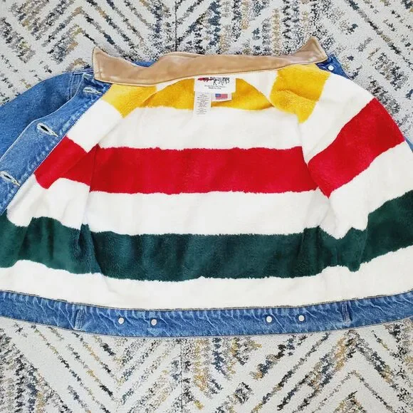 Schaefer LEGEND DENIM JACKET FLEECE LINING Blanket Jean Jacket Mens SZ Small - Picture 4 of 14